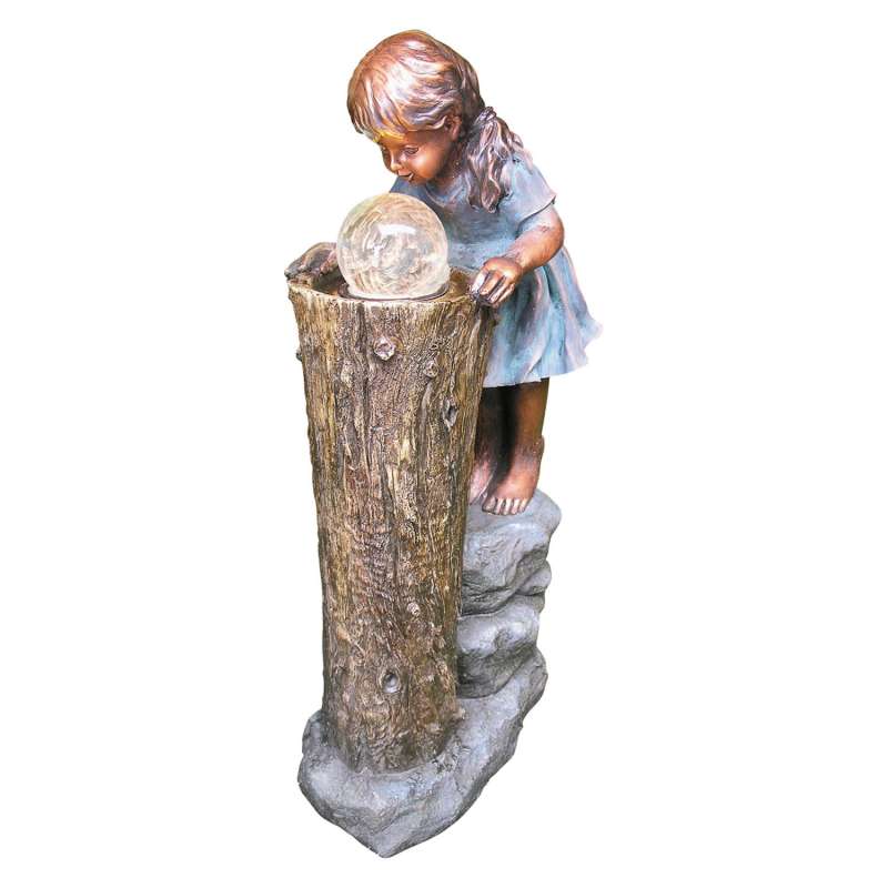 Granimex Zhisheng Zauberin Polystone Brunnen Pumpe LED-Beleuchtung Glaskugel Wasserspiel 83x41x23 cm