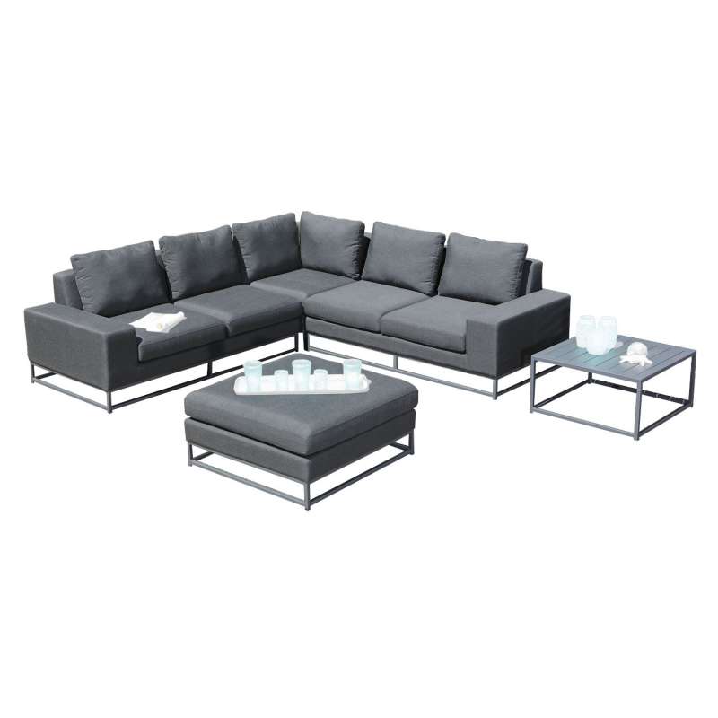 Sonnenpartner 5-teilige Lounge-Sitzgruppe Unique Aluminium mit Kissen anthrazit Loungesitzgruppe Sun