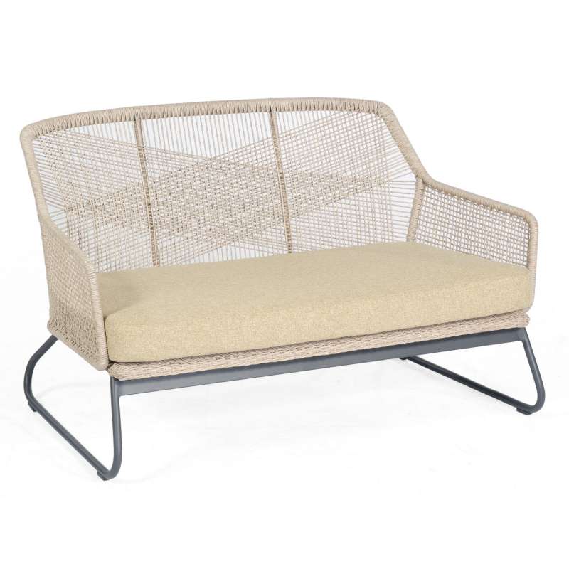 Sonnenpartner Loungesofa Couture Aluminium mit Polyrope white-shell Relaxsofa Garten-Sofa