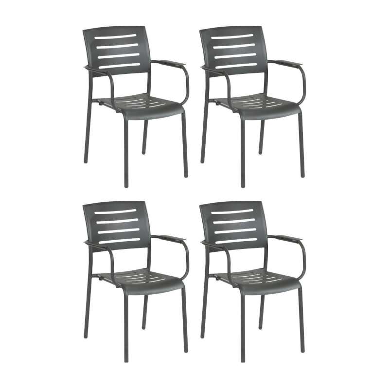 Inko 4er-Set Stapelstuhl Ronda Aluminium 61x57x85 cm stapelbar 3 Farben zur Auswahl