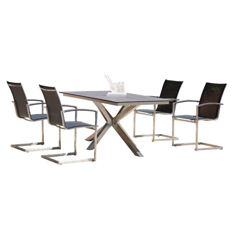 Sonnenpartner 5-teilige Sitzgruppe Millenium & Base-Spectra diagonal 160x90 cm Edelstahl mit Textile