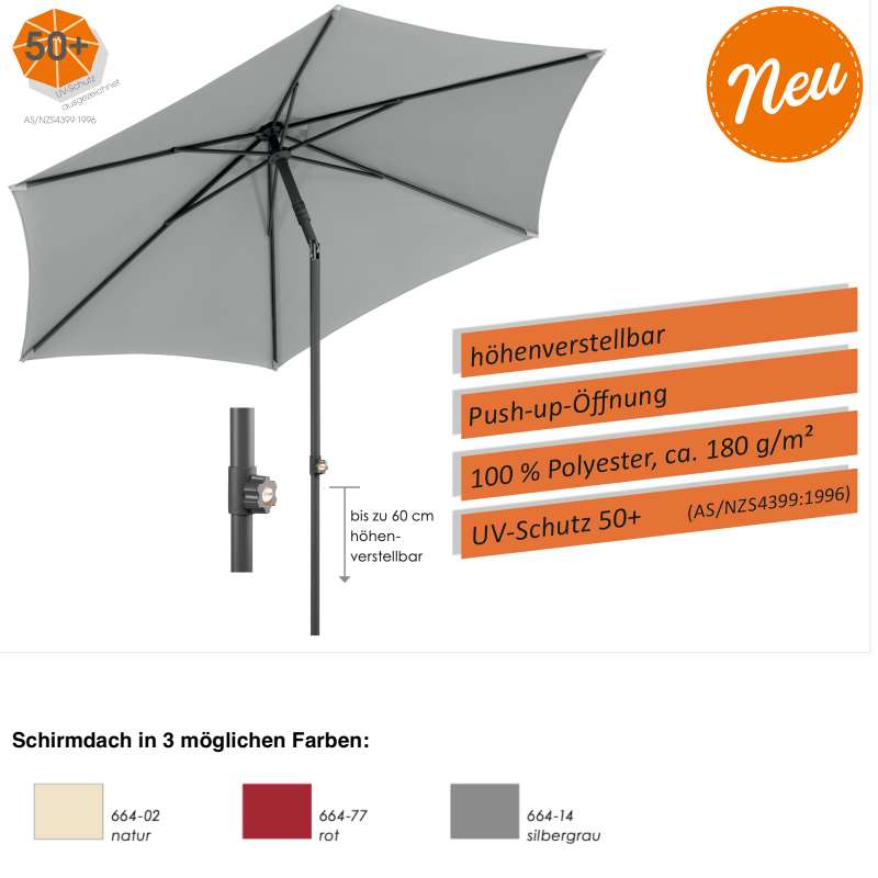 Schneider Schirme Sevilla Mittelmastschirm ø 270 cm rund 3 Farbvarianten höhenverstellbar