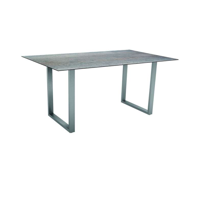 Stern Kufentisch Edelstahl Tischplatte Silverstar Dekor Smoky 160 x 90 cm 430996