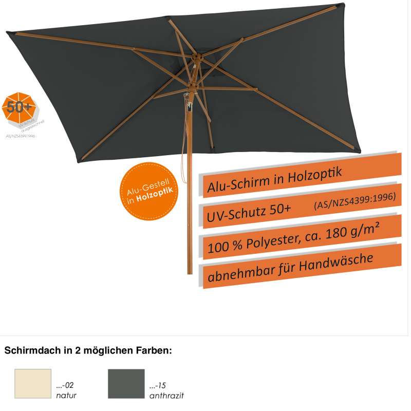 Schneider Schirme Malaga Mittelmastschirm 300 x 200 cm rechteckig 2 Farbvarianten Sonnenschirm