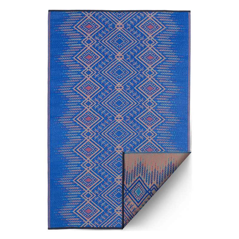 Fab Hab Outdoorteppich Jodhpur Multi Blue aus recyceltem Plastik blau/creme 150x240 cm