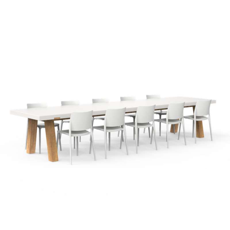 One To Sit 11-teilige Sitzgruppe Sera Colla Aluminium weiß/Eiche 400x100 cm