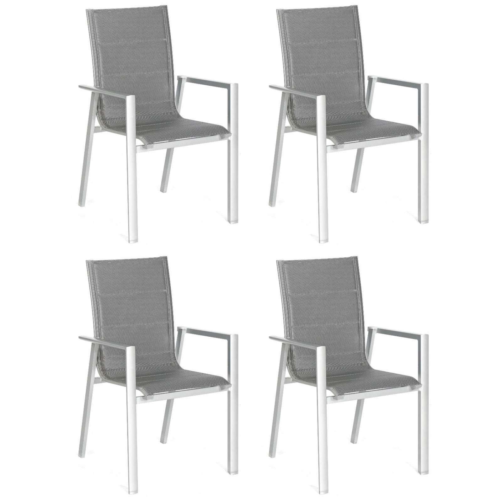 SunnySmart 4erSet GartenStapelstühle Concept Aluminium silberschwarz