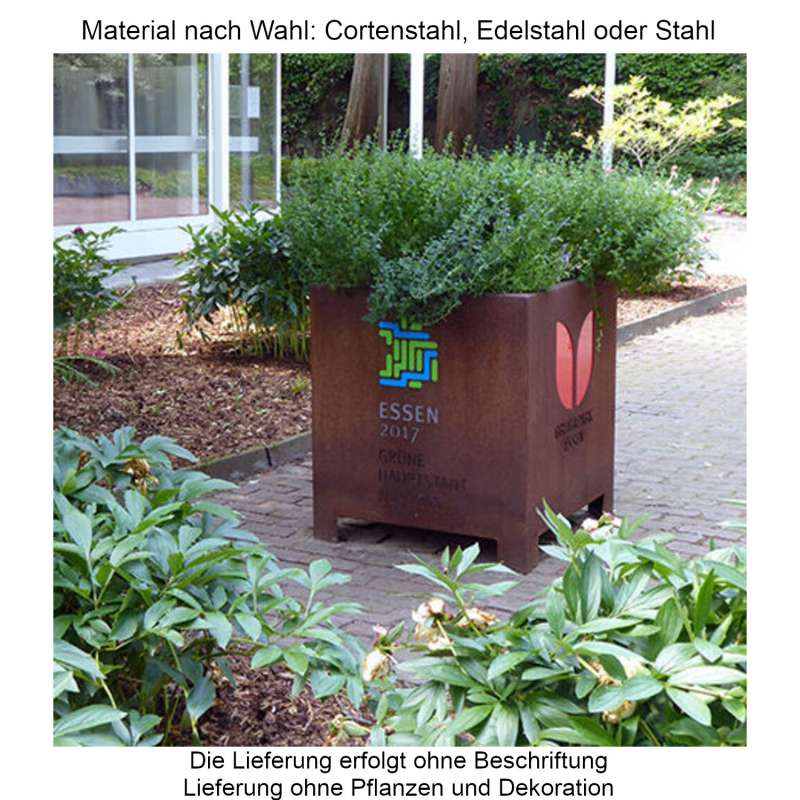 Mecondo Pflanzgefäß CONA gerade 85x85x95 cm Corten/Edelstahl/Stahl Blumenkübel