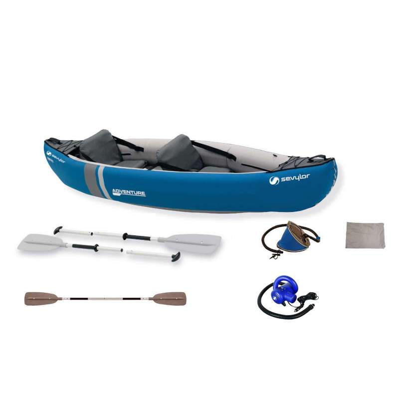 Sevylor 2-Sitzer Kajak Adventure™ Kit blau 314x88 cm aufblasbar Kanu mit 2x Einhandpaddel, 1x Doppel