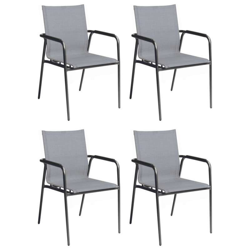 Stern 4er-Set Stapelsessel Vento Aluminium anthrazit/Textilen silber Stapelstuhl