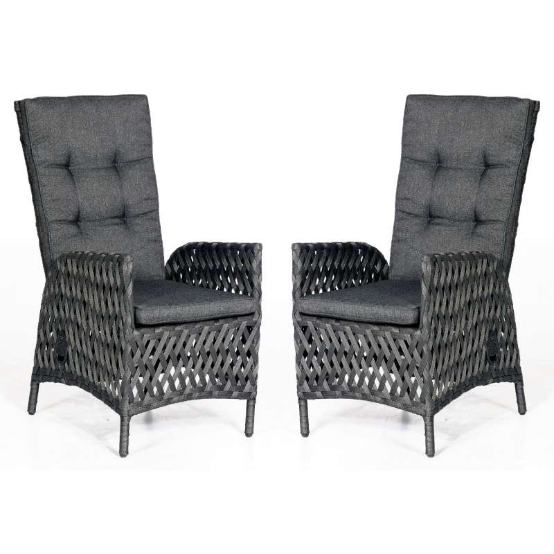 SunnySmart 2er Set Dining-Sessel Para-Basic Alu/Polyrope metallic schwarz Gartenstuhl