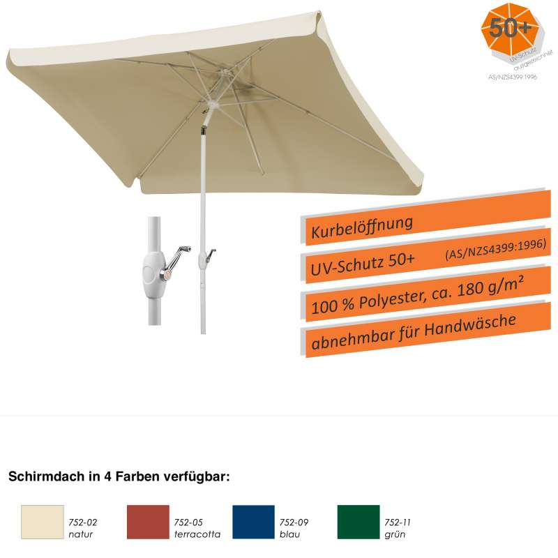 Schneider Schirme Oslo 300 x 200 cm eckig Mittelmastschirm Balkonschirm 4 Farben Sonnenschirm