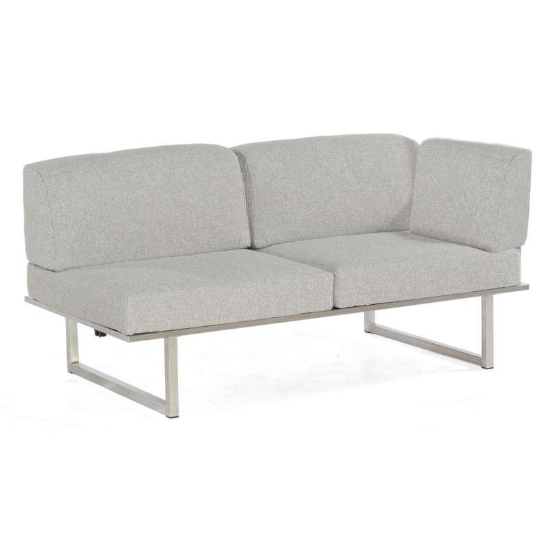 Sonnenpartner Lounge-Eckmodul 2-Sitzer rechts Lotus Edelstahl mit Teakholz Loungesofa