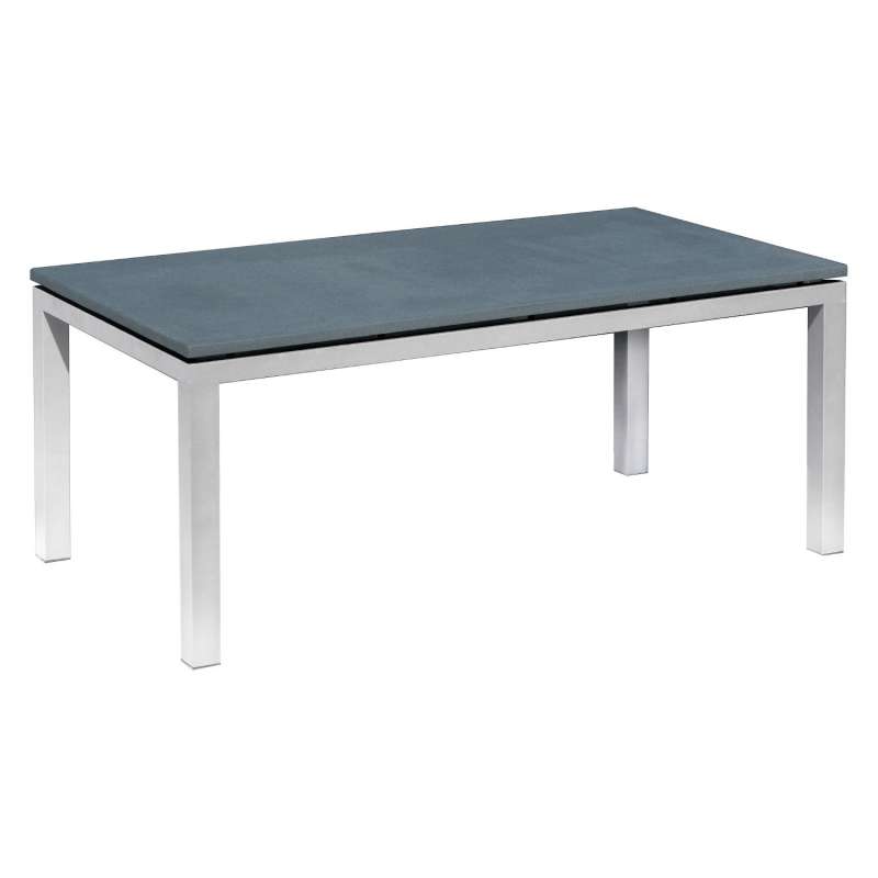 Inko Steintisch Sina Aluminium silber/Spraystone grau-mokka Größe wählbar 90x90/150x90/180x100 cm