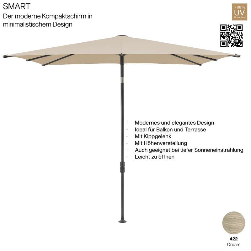 GLATZ Sonnenschirm SMART quadratisch 240 x 240 cm Gestell anthrazit Stoff Farbe 422 Cream Mittelmast