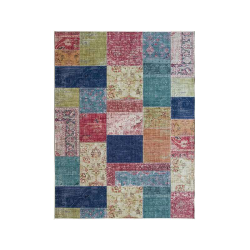 Fab Hab RealLife Teppich 225 x 285 cm Rug Boho Patchwork Multi waschbar bunt