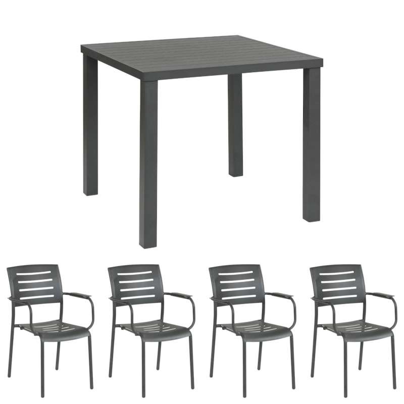 Inko 5-teilige Sitzgruppe Ronda Aluminium mit Tisch 90x90 cm 3 Farben zur Auswahl