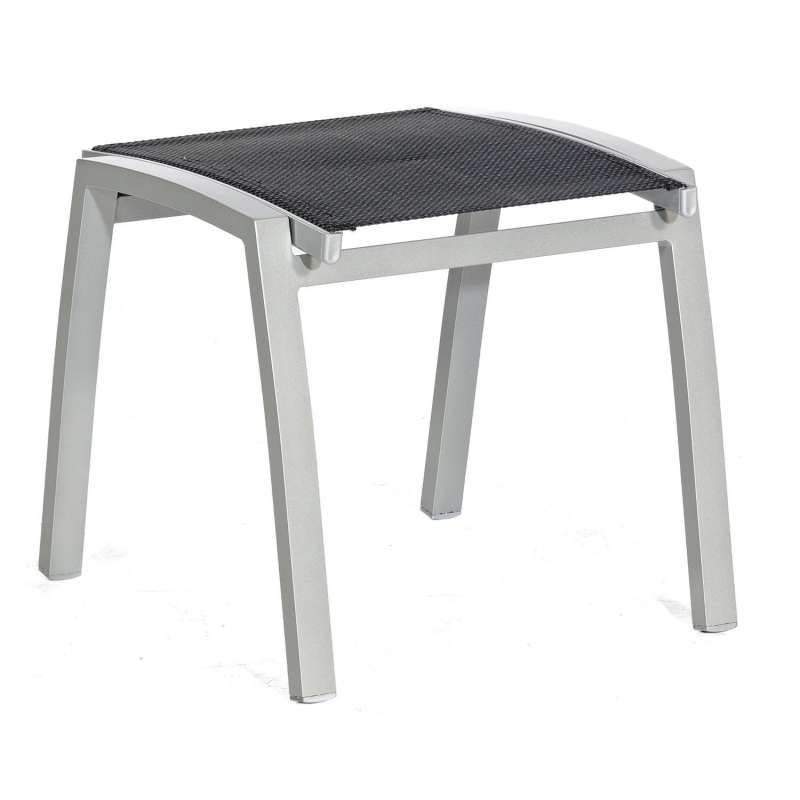 Sonnenpartner Fußhocker Florida Aluminium silber/Textilen schwarz Sitzhocker