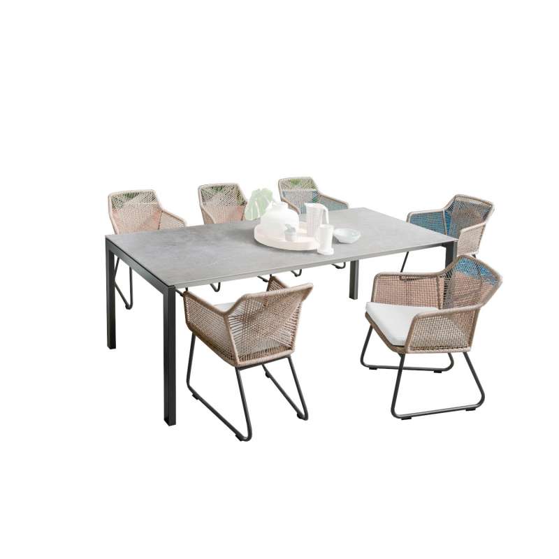 SIT Mobilia 7-teilige Sitzgruppe Ventura Camilo Edelstahl anthrazit/Dekton 210x95 cm