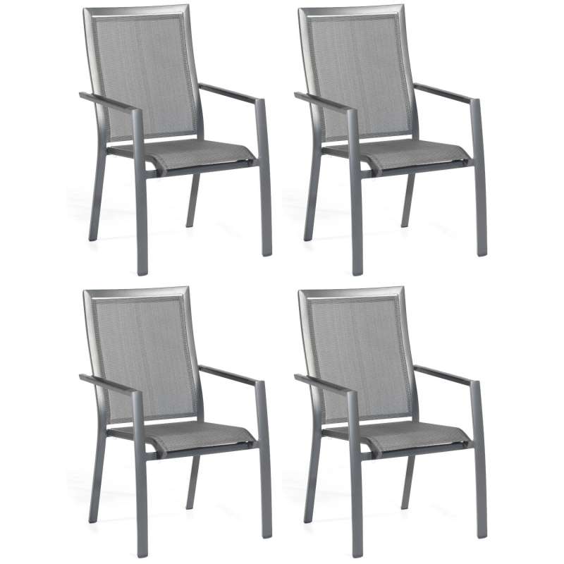 Sonnenpartner 4x Stapelstühle Star Aluminium mit Textilen anthrazit Stapelstuhl
