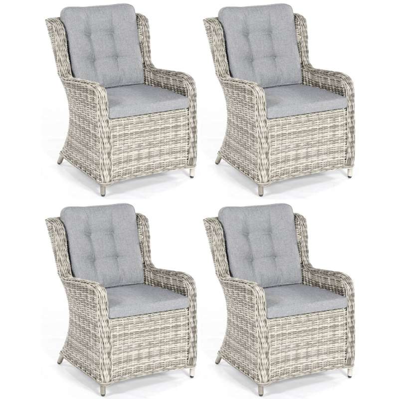 SunnySmart 4er Set Garten-Sessel Lincoln Aluminium mit Kunststoffgeflecht vintage-taupe Gartenstuhl