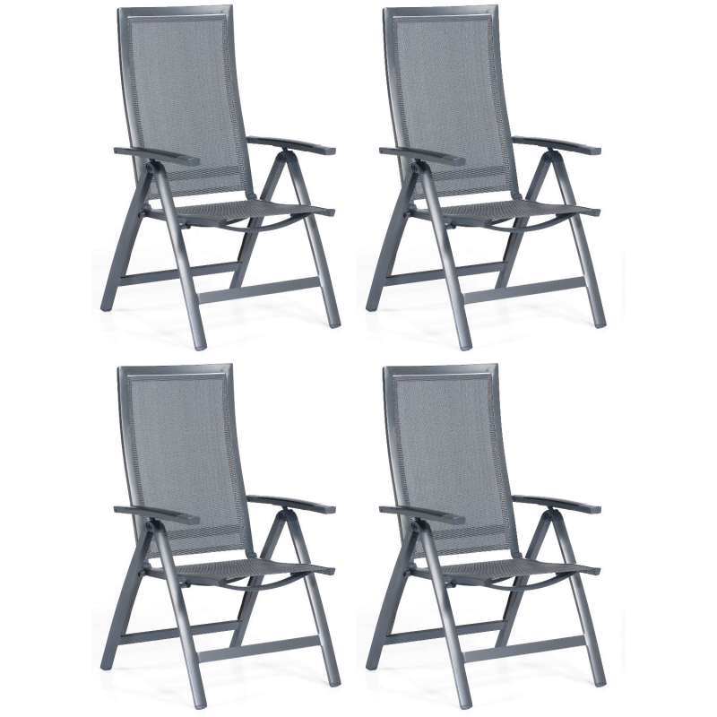 Sonnenpartner 4er-Set Klappsessel Star Aluminium mit Textilen anthrazit Klappstuhl
