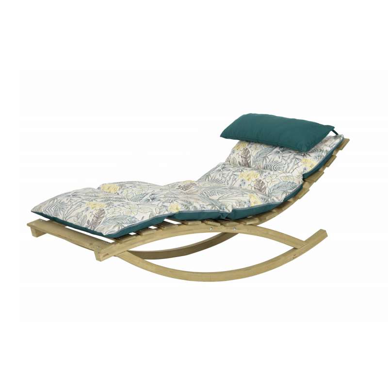 AMAZONAS Rocking Lounger Floral Schaukelliege inkl. Holzgestell und Kissen