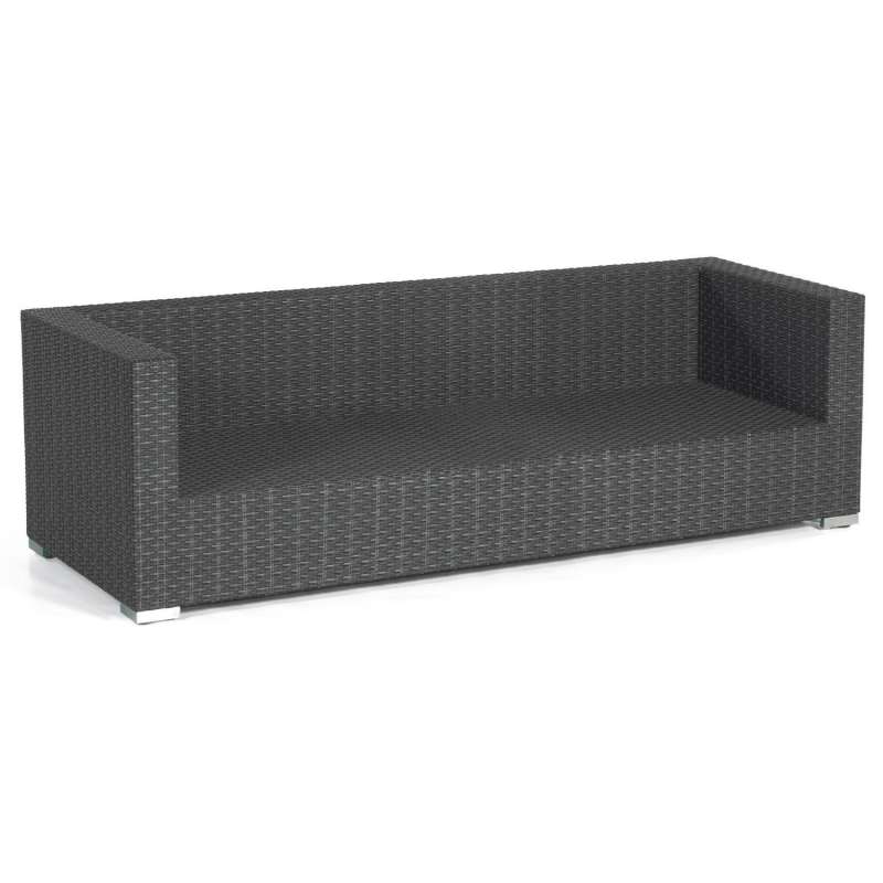 Sonnenpartner 3-Sitzer Lounge-Sofa Residence Aluminium mit Polyrattan graphit-schwarz inklusive Kiss