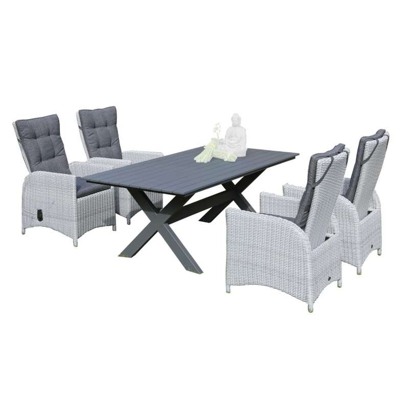 SunnySmart 5-teilige Sitzgruppe Para-Plus & Topas Aluminium Kunststoffgeflecht silber-grau mit Tisch
