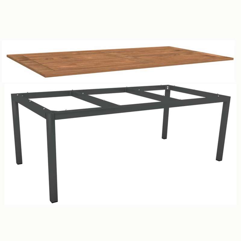 Stern Gartentisch 201x101 cm Aluminium anthrazit/Teak Tisch