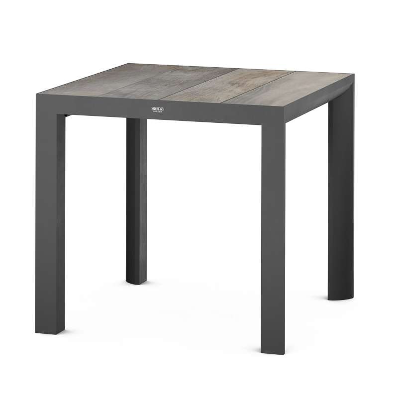Siena Garden Silva Dining Tisch 80x80cm – Aluminium (matt anthrazit) & Keramikplatte (washed grey)