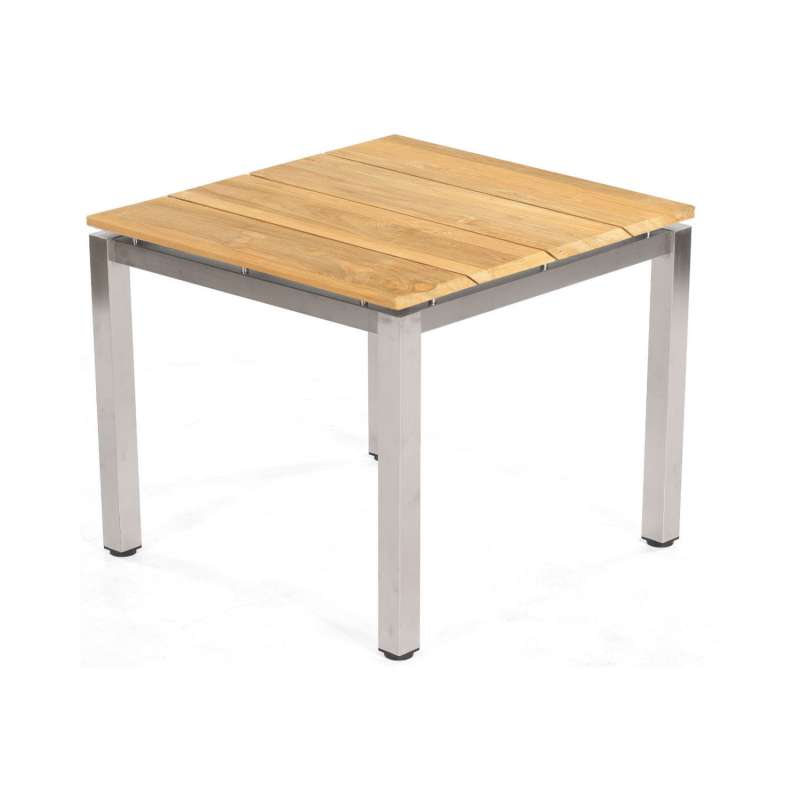 Sonnenpartner Gartentisch Base 90x90 cm Edelstahl Tischsystem mit wählbarer Tischplatte HPL Teak