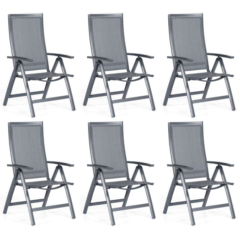 Sonnenpartner 6er-Set Klappsessel Star Aluminium mit Textilen anthrazit Klappstuhl