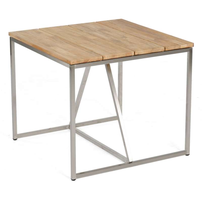 Sonnenpartner Gartentisch Skyline 90x90 cm Teakholz und Edelstahl Garten-Tisch