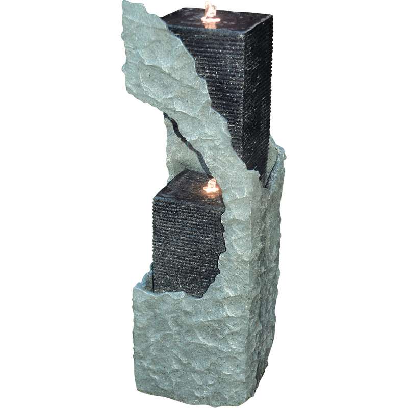 Granimex Lizu Polystone Wassersäule mit Pumpe und LED-Beleuchtung Wasserspiel 88x30x30 cm