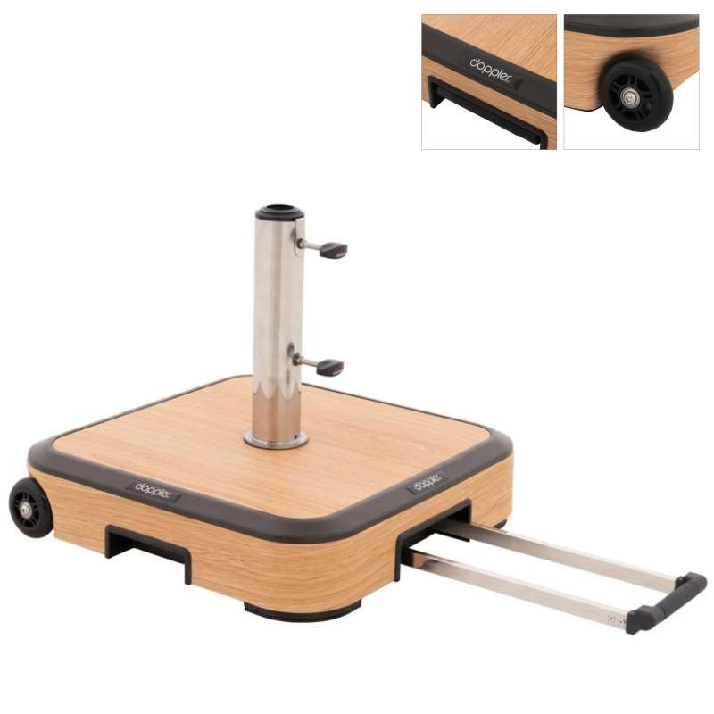 Doppler Alu-Wood Trolley Sockel Rollsockel 50 kg Holzoptik 56 x 56 cm 85897AWGT