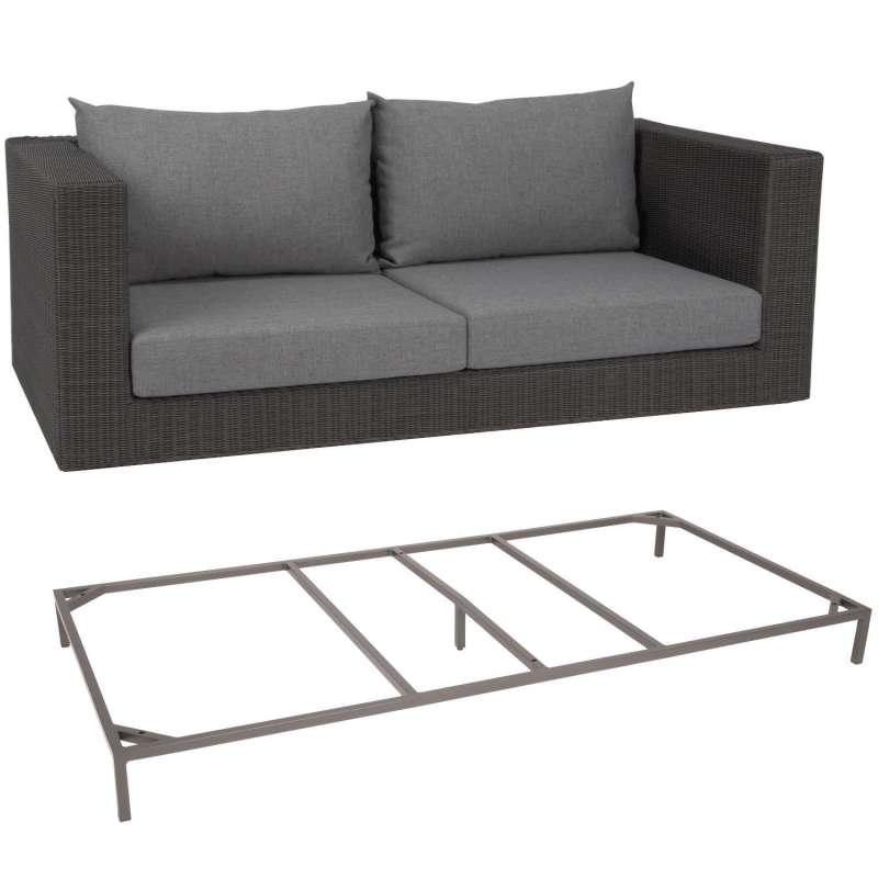 Stern 2-Sitzer Lounge-Sofa Fontana Dining Geflecht basaltgrau/Aluminium graphit/Kissen seidengrau