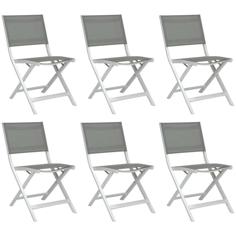 Stern 6er-Set Balkon-Klappstühle Nils Aluminium weiß/Textilen silber Balkonstuhl Klappstuhl