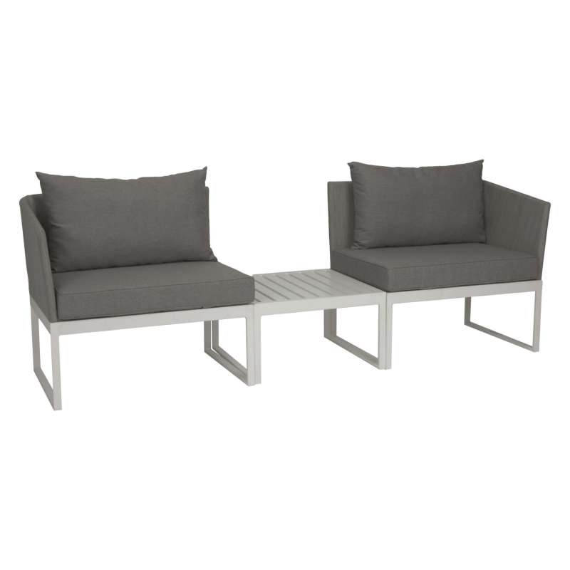 Stern 3-teilige City-Lounge Donna Aluminium weiß/Textilen silber 228x63x78 cm Balkonset Sitzgruppe