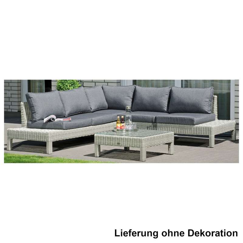 SunnySmart 3-teilige Loungegruppe Continental Aluminium mit Kunststoffgeflecht grey-white