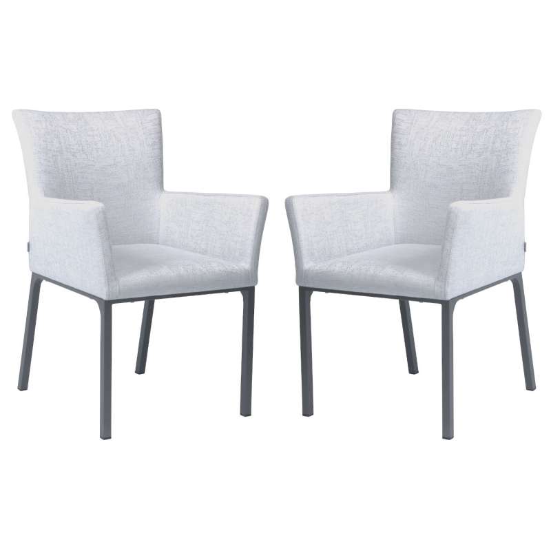 Stern 2er-Set Dining-Sessel Artus Aluminium anthrazit/ Outdoorstoff hellgrau seidengrau Loungesessel