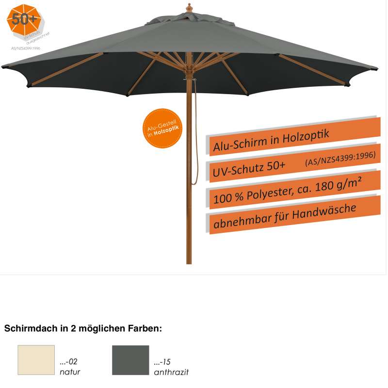 Schneider Schirme Malaga Mittelmastschirm 300 cm rund 2 Farbvarianten Sonnenschirm Gartenschirm