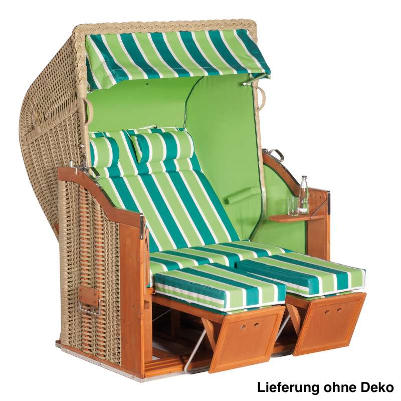 Sonnenpartner Strandkorb Classic 2-Sitzer Halbliegemodell seegras/grün mit Sonderausstattung