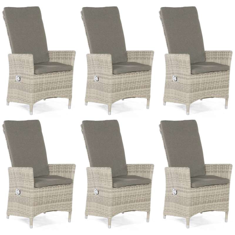 Sonnenpartner 6er-Set Garten-Sessel Solares Aluminium mit Polyrattan white-coral Gartenstuhl Hochleh