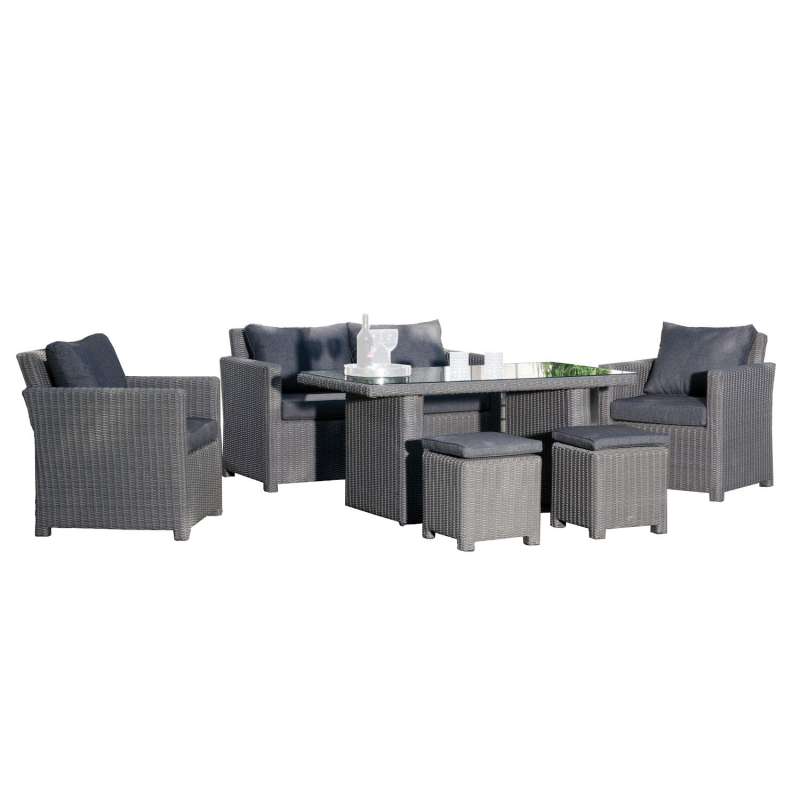 SunnySmart 6-teilige Loungegruppe Fame Aluminium mit Kunststoffgeflecht rustic-vintage