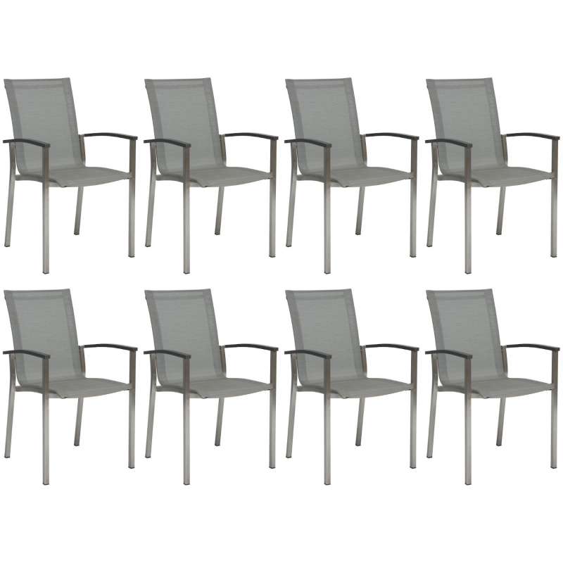 Stern 8er-Set Stapelsessel Evoee Edelstahl silber/anthrazit Gartenstuhl Stapelstuhl