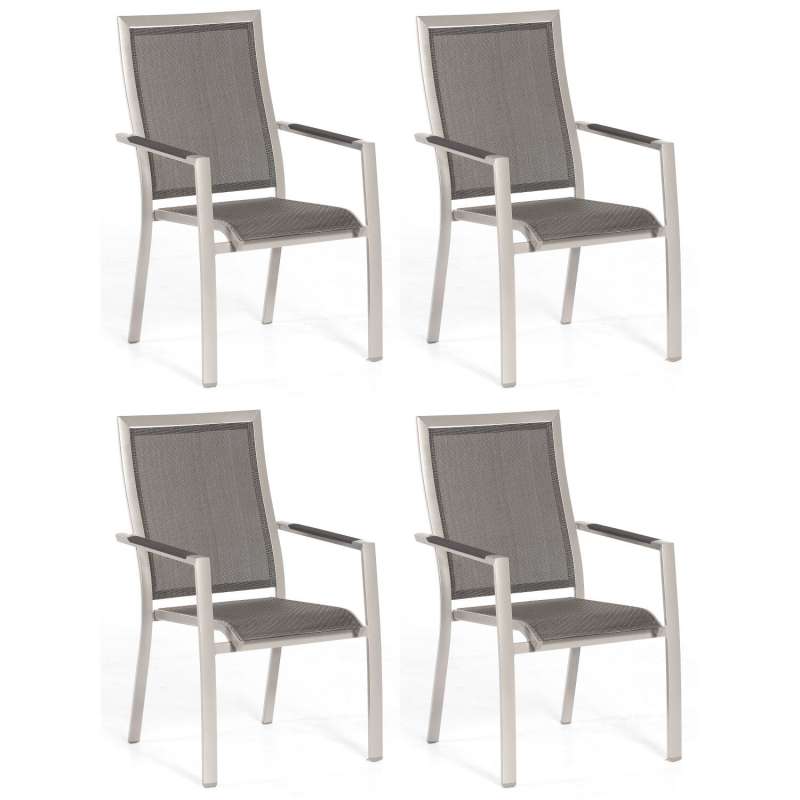 Sonnenpartner 4x Stapelstühle Star Aluminium mit Textilen silber Stapelstuhl