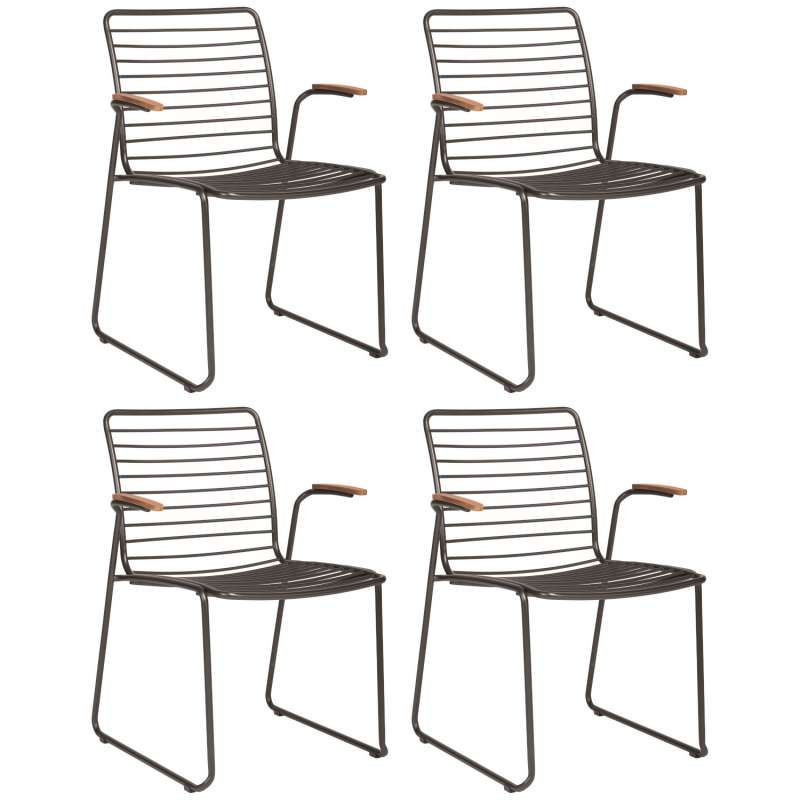 Stern 4er-Set Stapelsessel Levi Edelstahl anthrazit/Teakholz Gartenstuhl Stapelstuhl