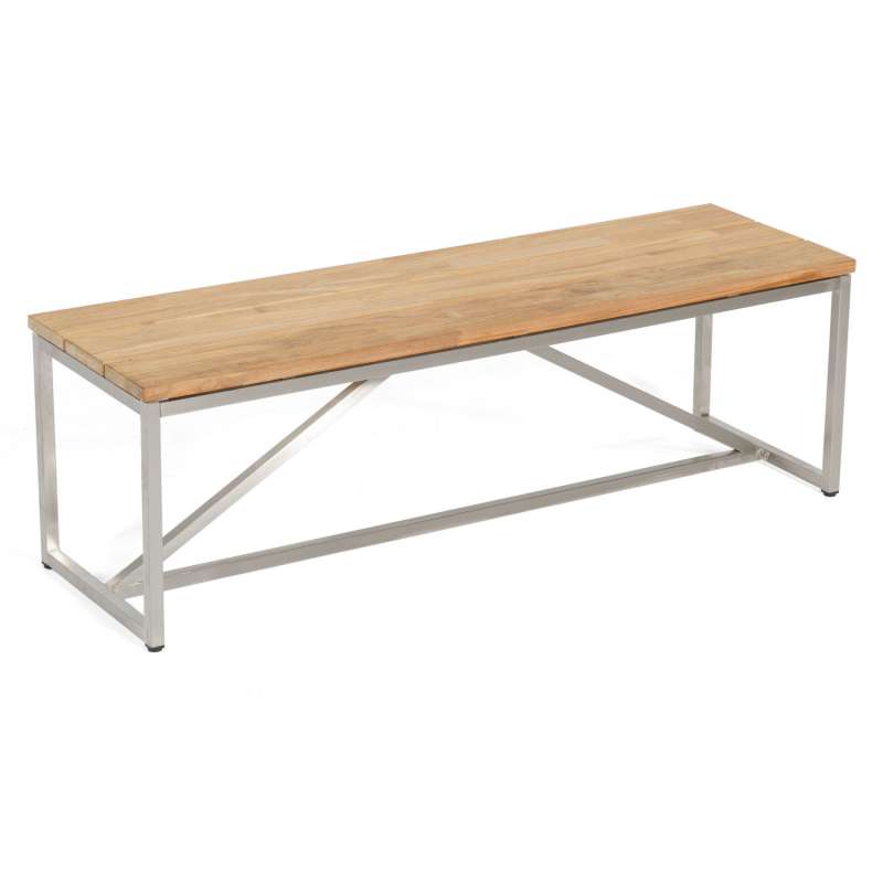Sonnenpartner Sitzbank Skyline 145x45 cm Teakholz und Edelstahl Gartenbank