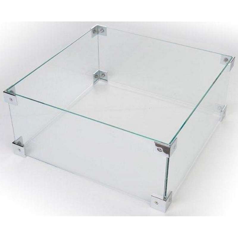 Happy Cocooning Glasschirm für Einbau-Feuertische quadratisch 40x40x17 cm Glasumrandung